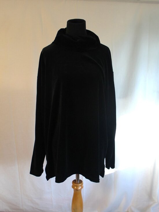 Sag Harbor Tops - Sag Harbor Black Velour Cowl Neck Tunic XL